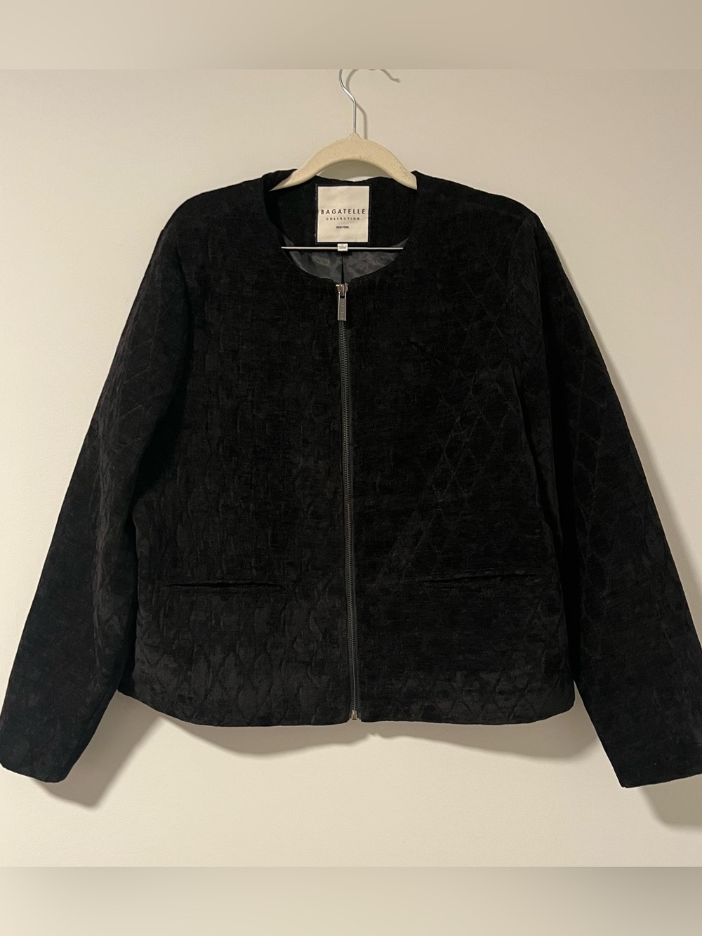 Bagatelle Collection Black Quilted Zip-Up Bomber Jacket